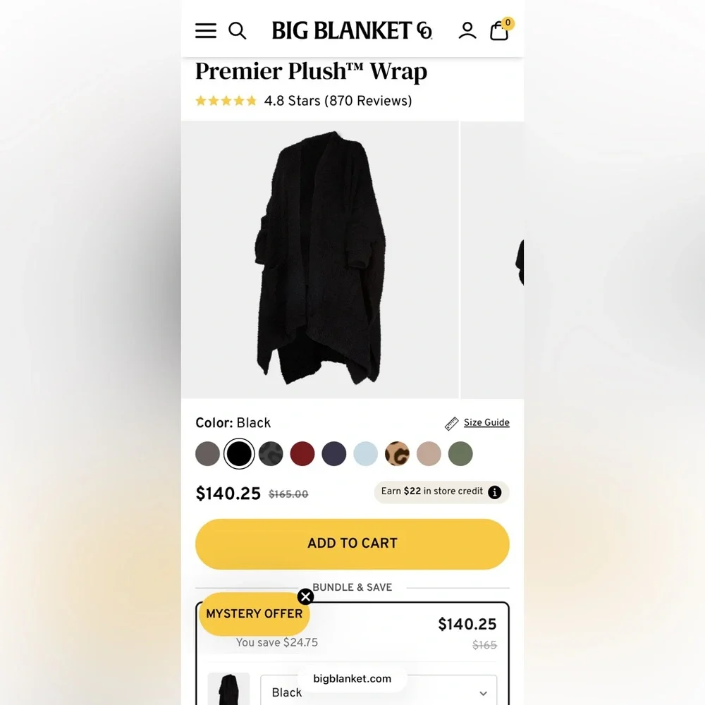 Big Blanket Co Black Fleece Blanket Premiere Plush Wrap - Picture 10 of 10